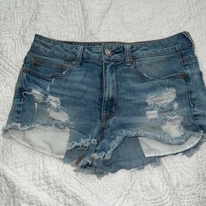 American eagle cutoff shorts with exposed pockets